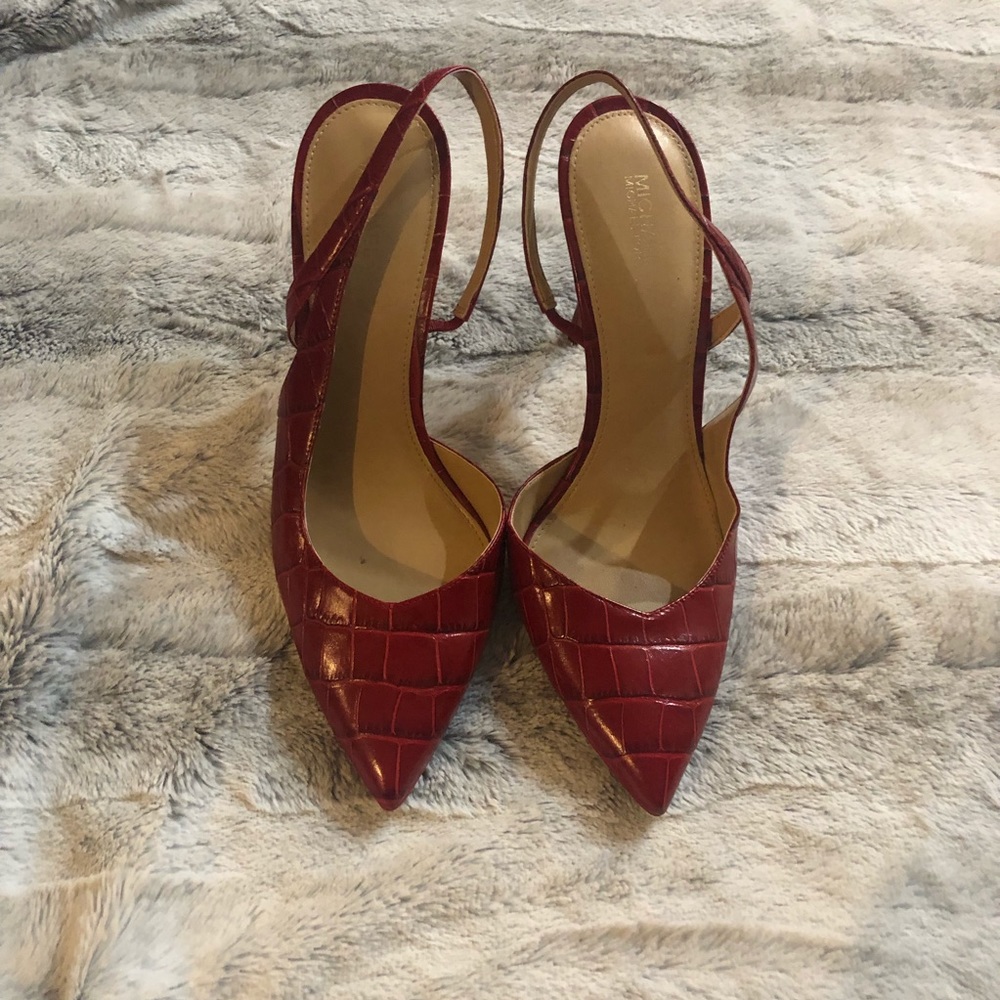 Red leather Michael Kors slingback heels